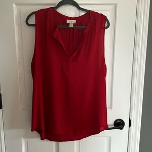 Loft mixed media sleeveless shirt red size XL